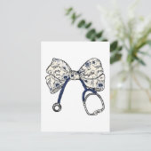 Carte Postale Faire-part Mignon Ruban Coquette Infirmière Soins Infirmiers (Debout devant)