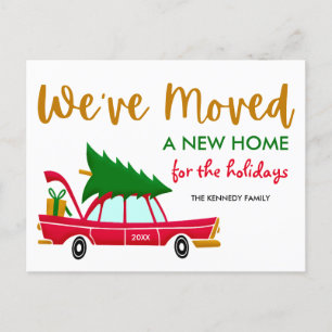Carte Postale Faire-part Mignonne Holiday Moving Christmas Tree Car Nouvell