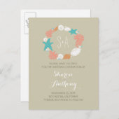 Carte Postale Faire-part Mignonne mariage plage enregistrer la date (Devant / Derrière)