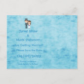 Carte Postale Faire-part Mignonne Mariée Cartoon, Groom & Gâteau Enregistre (Dos)