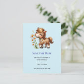 Carte Postale Faire-part Mignonne Pony Mange Manger Des Marguerites (Debout devant)