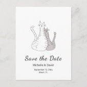 Carte Postale Faire-part Mignons chats Dessin Mariage simple Enregistrer la (Devant)