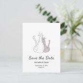 Carte Postale Faire-part Mignons chats Dessin Mariage simple Enregistrer la (Debout devant)