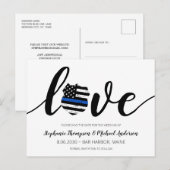 Carte Postale Faire-part Mince Ligne Bleue Police Mariage de l'application  (Devant / Derrière)