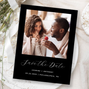 Carte Postale Faire-part Mini photo noir Enregistrer la date