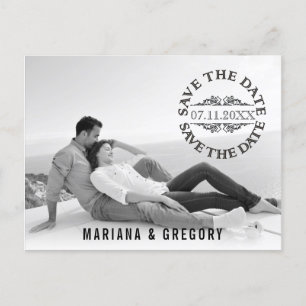 Carte Postale Faire-part Minimal Enregistrer la date photo mariage moderne