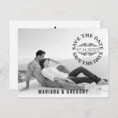 Carte Postale Faire-part Minimal Enregistrer la date photo mariage moderne (Devant / Derrière)