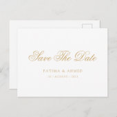 Carte Postale Faire-part Minimal Musulman Blanc Enregistrer La Date (Devant / Derrière)