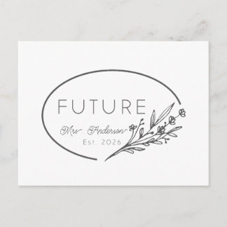 Carte Postale Faire-part Minimaliste Floral Future Mme Établie 2026 Annonce