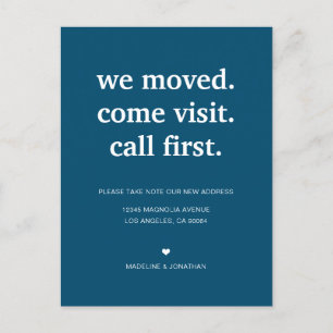 Carte Postale Faire-part Minimaliste Moderne Bleu Marine Nous Avons Déménag