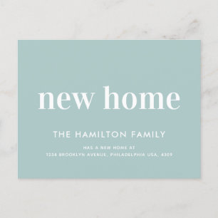 Carte Postale Faire-part Minimaliste Moderne Nouvelle Maison Vert Pastel