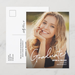 Carte Postale Faire-part Minimaliste Moderne Photo Verticale Remise de dipl