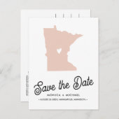 Carte Postale Faire-part MINNESOTA State Destination Mariage N'IMPORTE QUEL (Devant / Derrière)