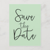 Carte Postale Faire-part Mint & Black ENREGISTRER LA DATE Modern Script Car (Devant)