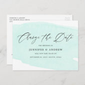 Carte Postale Faire-part Mint Green Change La Date Mariage Postponton (Devant / Derrière)