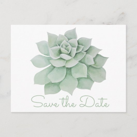 Carte Postale Faire-part Mint Green Enregistrer La Date Succulent Cactus Ma (Devant)