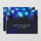 Carte Postale Faire-part Minuit Ciel Bleu Lumières Mariage Enregistrer la d (Devant / Derrière)