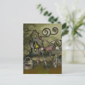 Carte Postale Faire-part Minuit Cimetière Fantaisie HALLOWEEN (Debout devant)