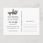 Carte Postale Faire-part Mise à jour du script brossé Photo de mariage Enre (Dos)