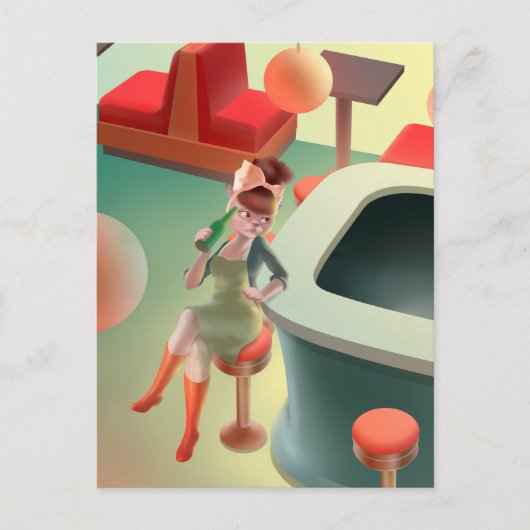 Carte Postale Faire-part Miss Meow - Late Night Bar Series (Devant)