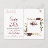 Carte Postale Faire-part Mistletoe Manor aquarelle hiver Enregistrer la dat (Dos)
