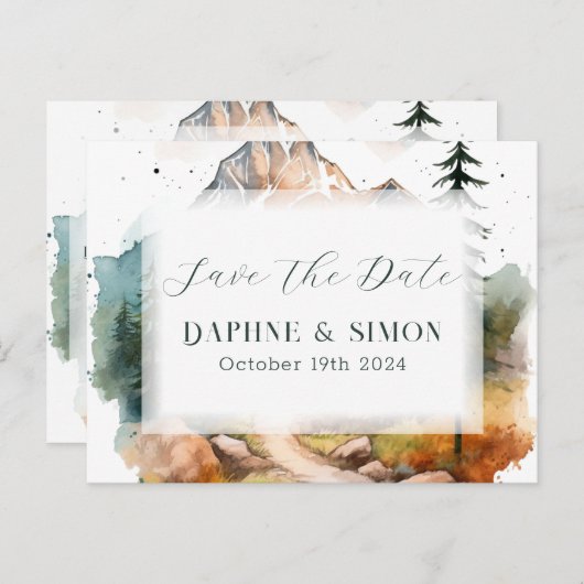 Carte Postale Faire-part Misty Mountain Mariage (Devant / Derrière)