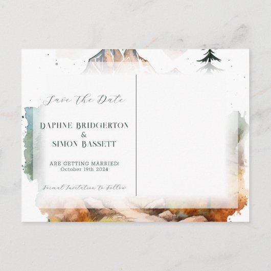 Carte Postale Faire-part Misty Mountain Mariage (Dos)