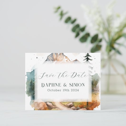 Carte Postale Faire-part Misty Mountain Mariage (Debout devant)