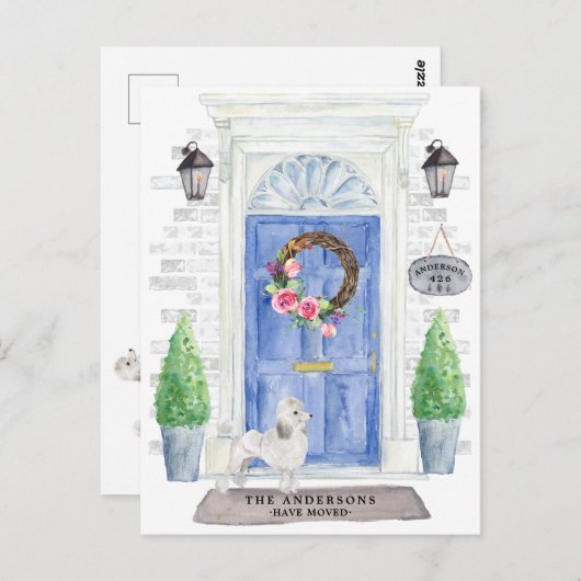 Carte postale Faire-part mobile de caniche blanc (Devant / Derrière)