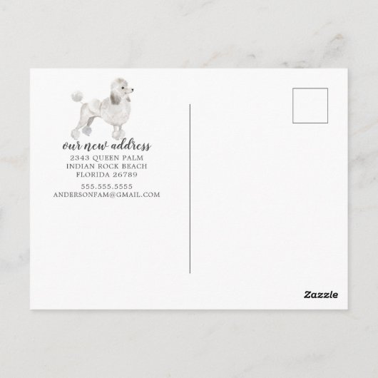 Carte postale Faire-part mobile de caniche blanc (Dos)