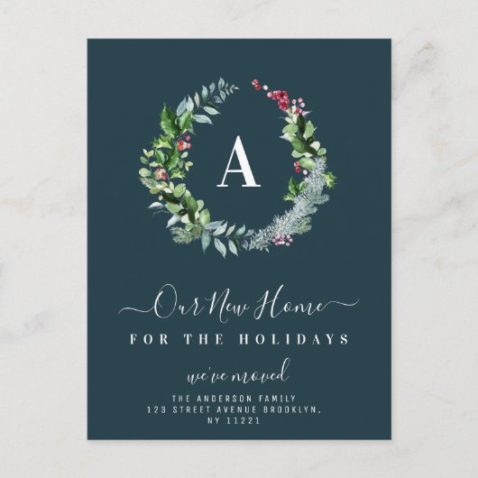 Carte Postale faire-part mobile monogramme de noël (Devant)