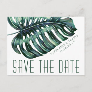 Carte Postale Faire-part Mod Tropics Monstera Leaf Enregistrer la date Cart