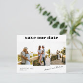 Carte Postale Faire-part Modern Bold Text 3 Photos Mariage Enregistrer la d (Debout devant)