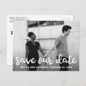 Carte Postale Faire-part Modern Fun Script Photo Enregistrer la date (Devant / Derrière)