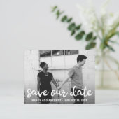 Carte Postale Faire-part Modern Fun Script Photo Enregistrer la date (Debout devant)