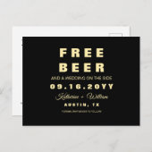 Carte Postale Faire-part Modern Funny Free Bière Mariage Enregistrer la dat (Devant / Derrière)