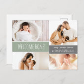 Carte Postale Faire-part Modern Green Welcome Accueil Bébé garçon Photo Col (Devant / Derrière)