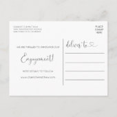 Carte Postale Faire-part Modern Heart We're Engaged Engagement w/ PHOTO (Dos)