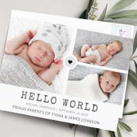 Modern Hello World Photos Grid Collage Birth