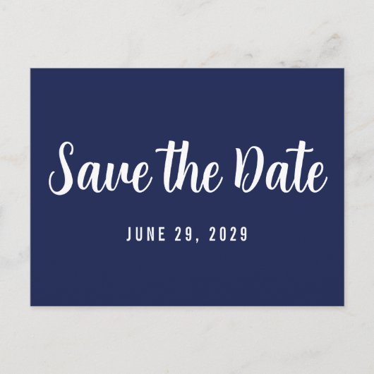 Carte Postale Faire-part Modern Navy Blue Save The Date Postcard (Devant)