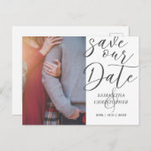 Carte Postale Faire-part Modern Save Our Date Photo Elegant Script Mariage (Devant / Derrière)