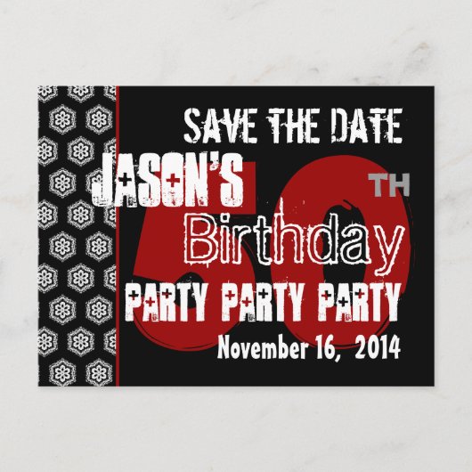 Carte Postale Faire-part Modern Save the Date 50th Birthday Party R203 (Devant)
