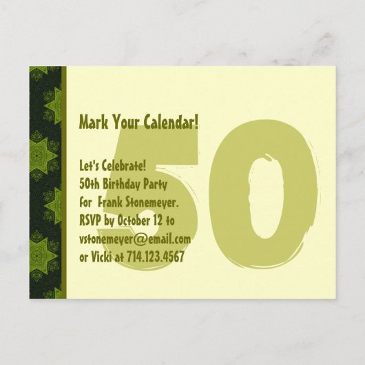 Carte Postale Faire-part Modern Save the Date 50th Birthday Party R203AB (Dos)