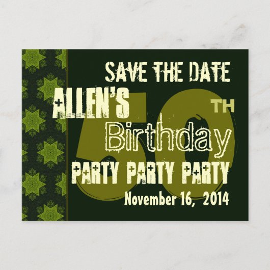 Carte Postale Faire-part Modern Save the Date 50th Birthday Party R203AB (Devant)