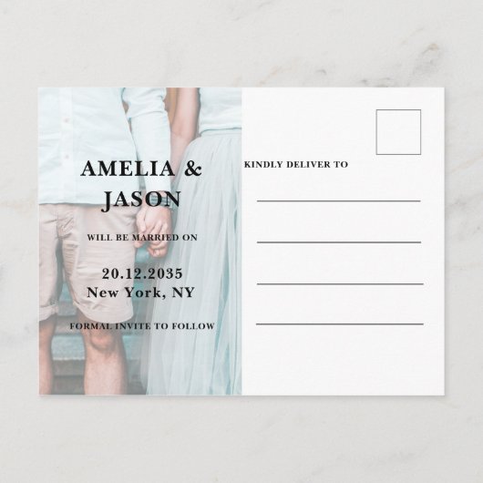 Carte Postale Faire-part Modern Save the Date Elegant Script Photo (Dos)