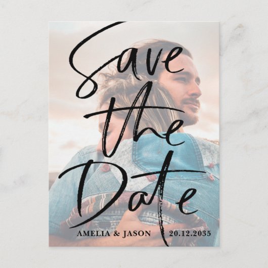 Carte Postale Faire-part Modern Save the Date Elegant Script Photo (Devant)