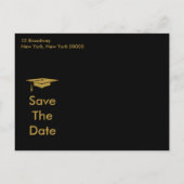 Carte Postale Faire-part Modern Save The Date Graduation Black and Gold (Dos)