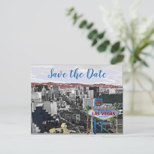 Carte Postale Faire-part Modern Save the Date Las Vegas Mariage (Debout devant)