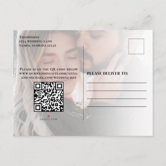 Carte Postale Faire-part Modern Save the Date Mariage photo (Dos)