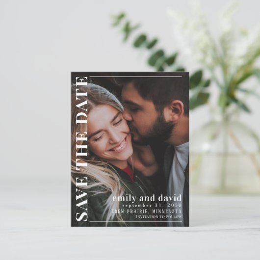 Carte Postale Faire-part Modern Save the Date Mariage photo (Debout devant)